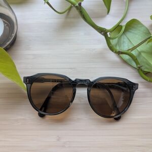 RAEN Round Polarized Sunglasses in Smoky Gray Frames with Brown Lenses